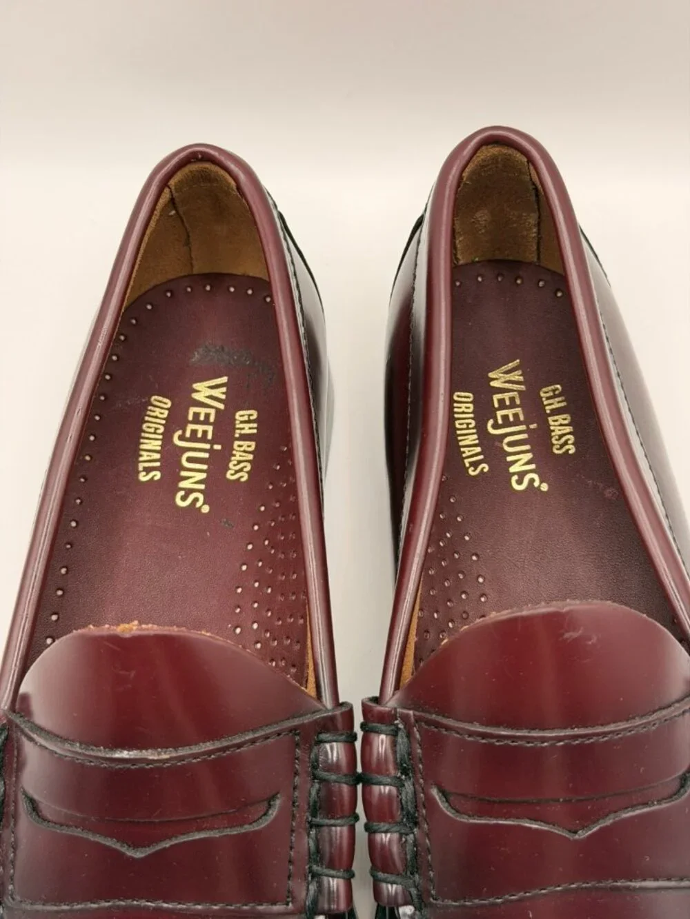 G.H. Bass Men's Larson Weejuns® Melon Leather Burgundy Penny Loafer Sz 7 D
